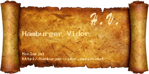 Hamburger Vidor névjegykártya